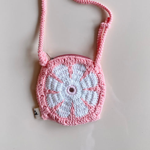 Pink Flower Crochet Bag